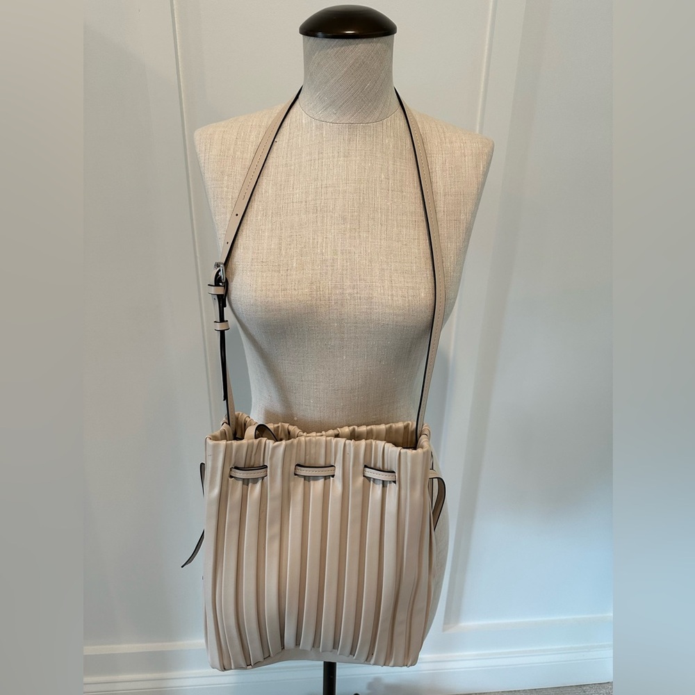 Zara Cream Hobo Bag with Textured Fabric